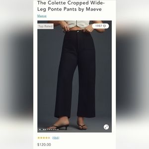 Anthropologie Maeve Colette Cropped wide leg Ponte Pants